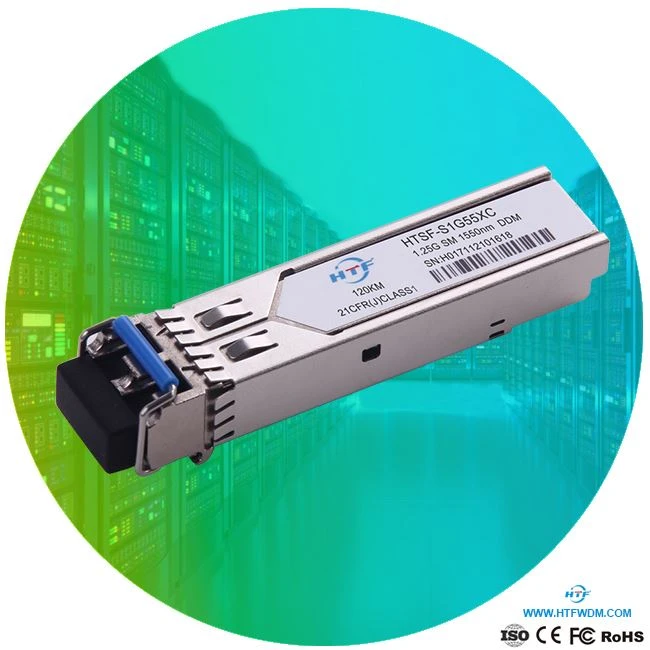 Kompatibilis 1000BASE-EZX SFP 1550nm 120km DOM Duplex LC SMF adó-vevő modul